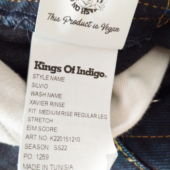 Kings Of Indigo Silvio Jeans Size 33 Xavier Rinse Button Fly - Picture 8 of 15